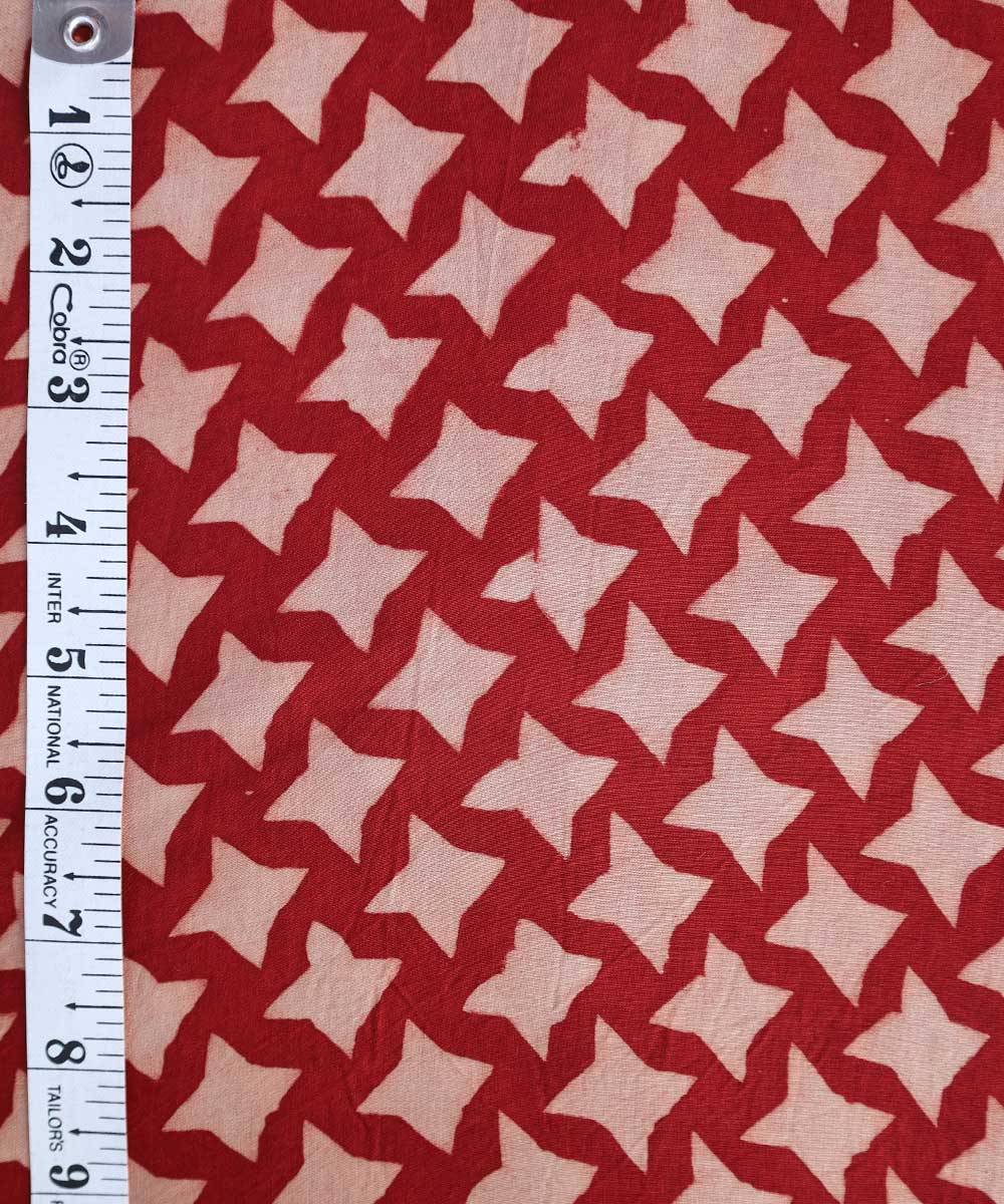 Red white star block printed modal fabric