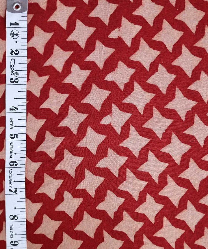 Red white star block printed modal fabric