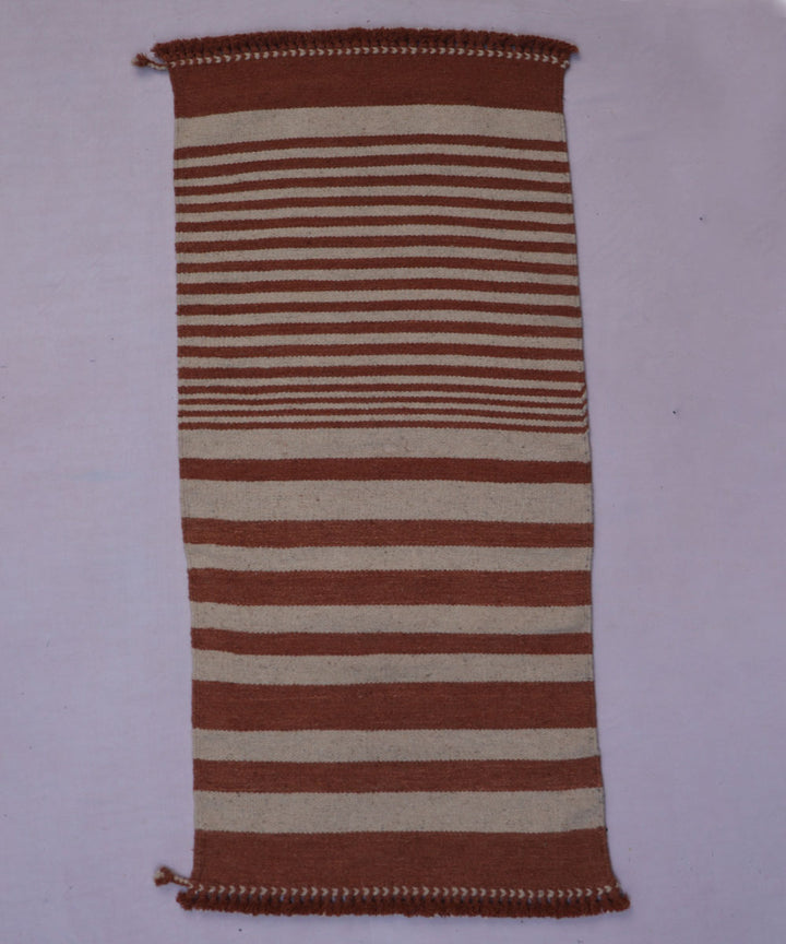 Maroon off white handwoven woolen carpet