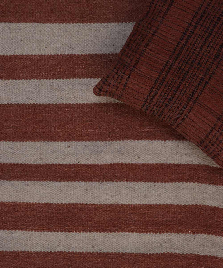 Maroon off white handwoven woolen carpet