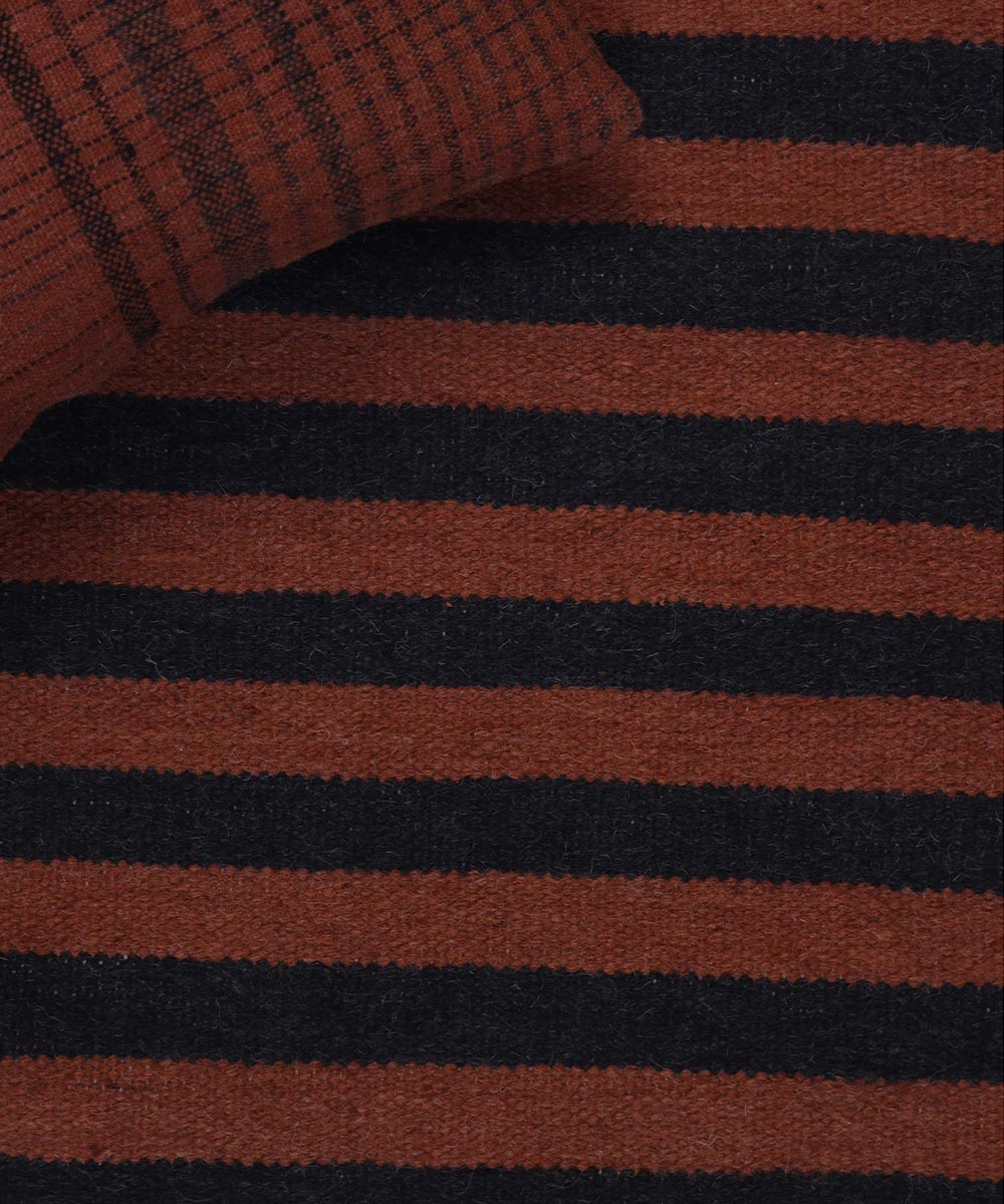 Brown black handwoven woolen carpet