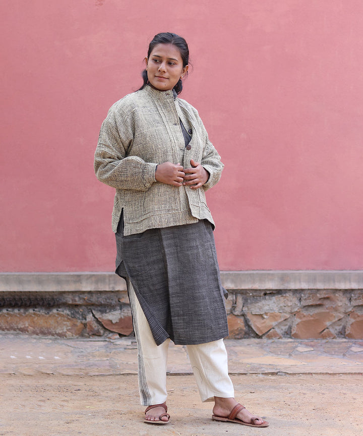 Grey handwoven woolen jacket