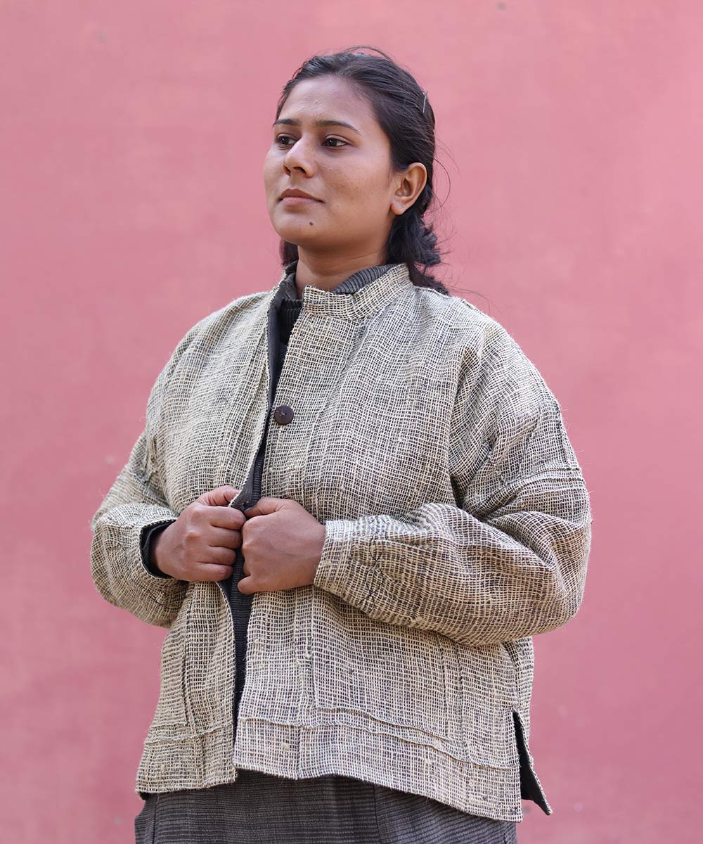 Grey handwoven woolen jacket