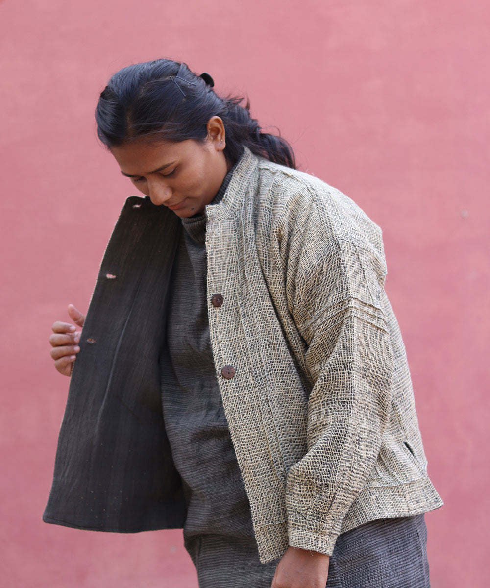 Grey handwoven woolen jacket