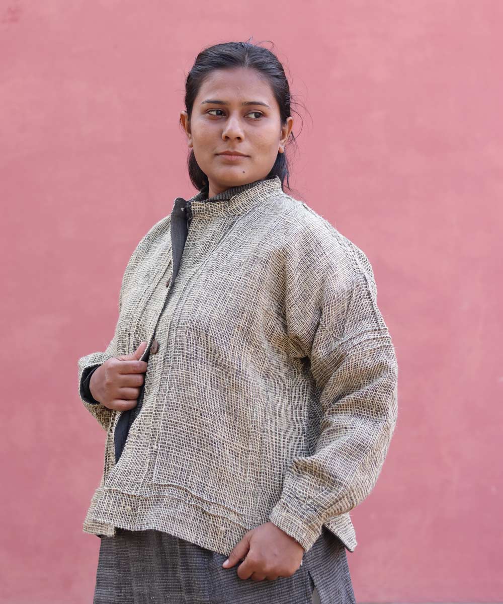 Grey handwoven woolen jacket