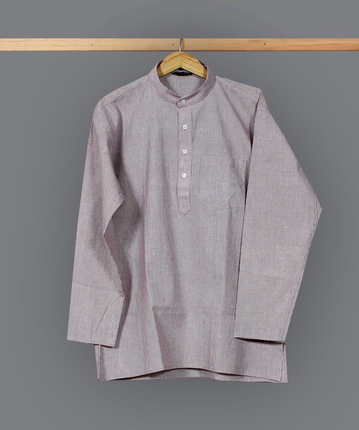 Mauve handloom short cotton kurta