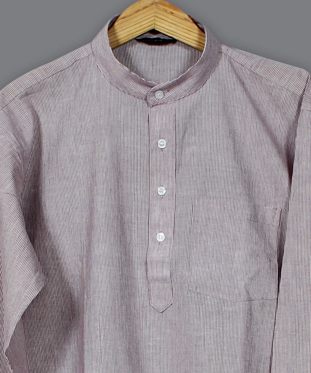 Mauve handloom short cotton kurta