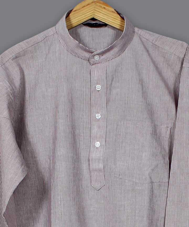 Mauve handloom short cotton kurta