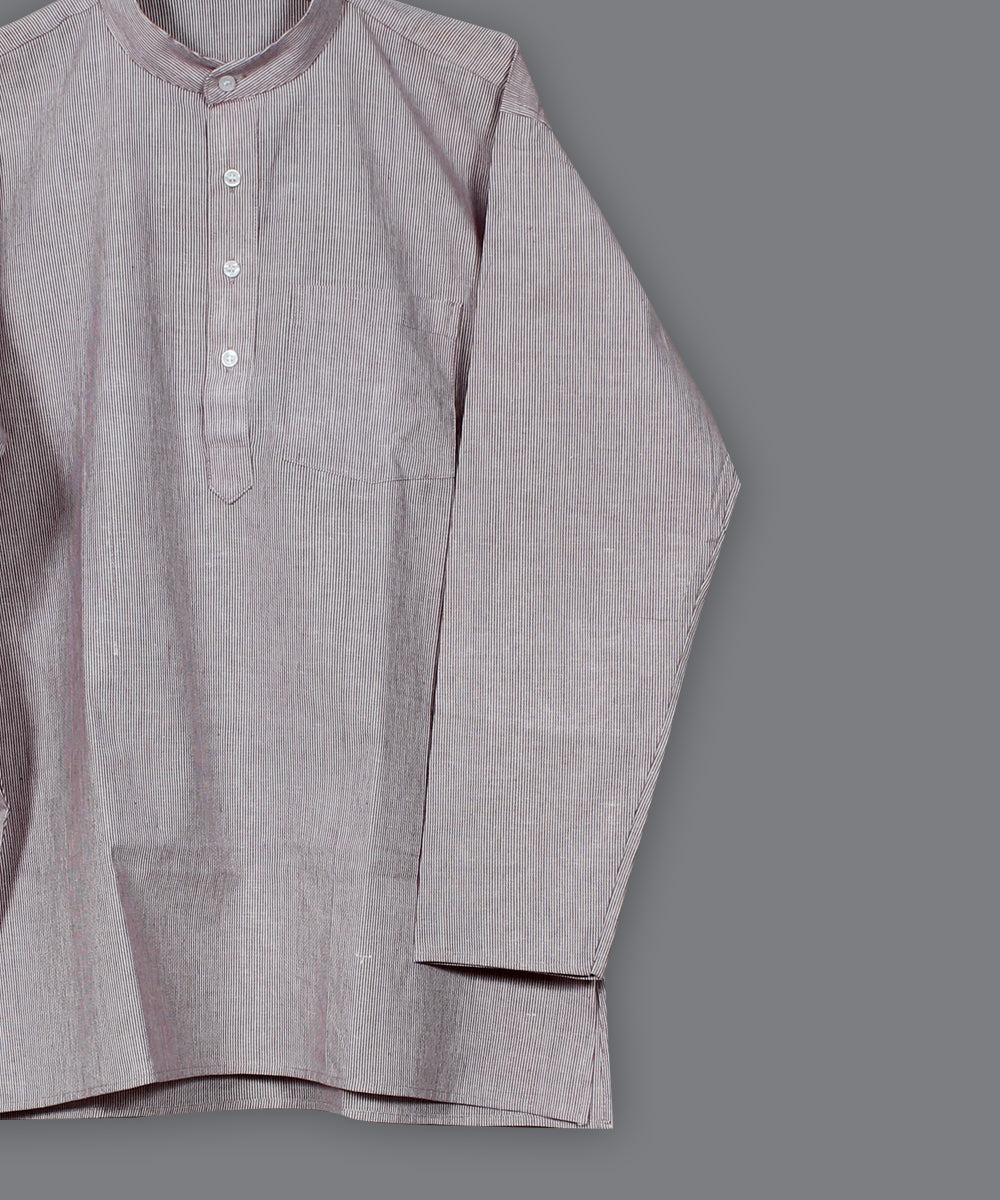 Mauve handloom short cotton kurta