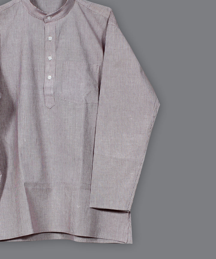 Mauve handloom short cotton kurta