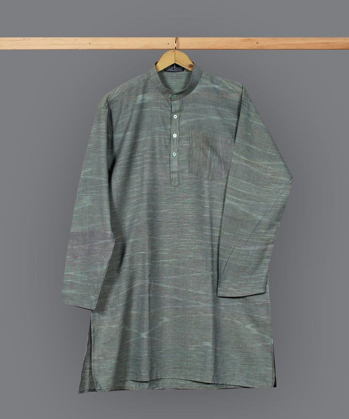 Grey hand loom long cotton kurta