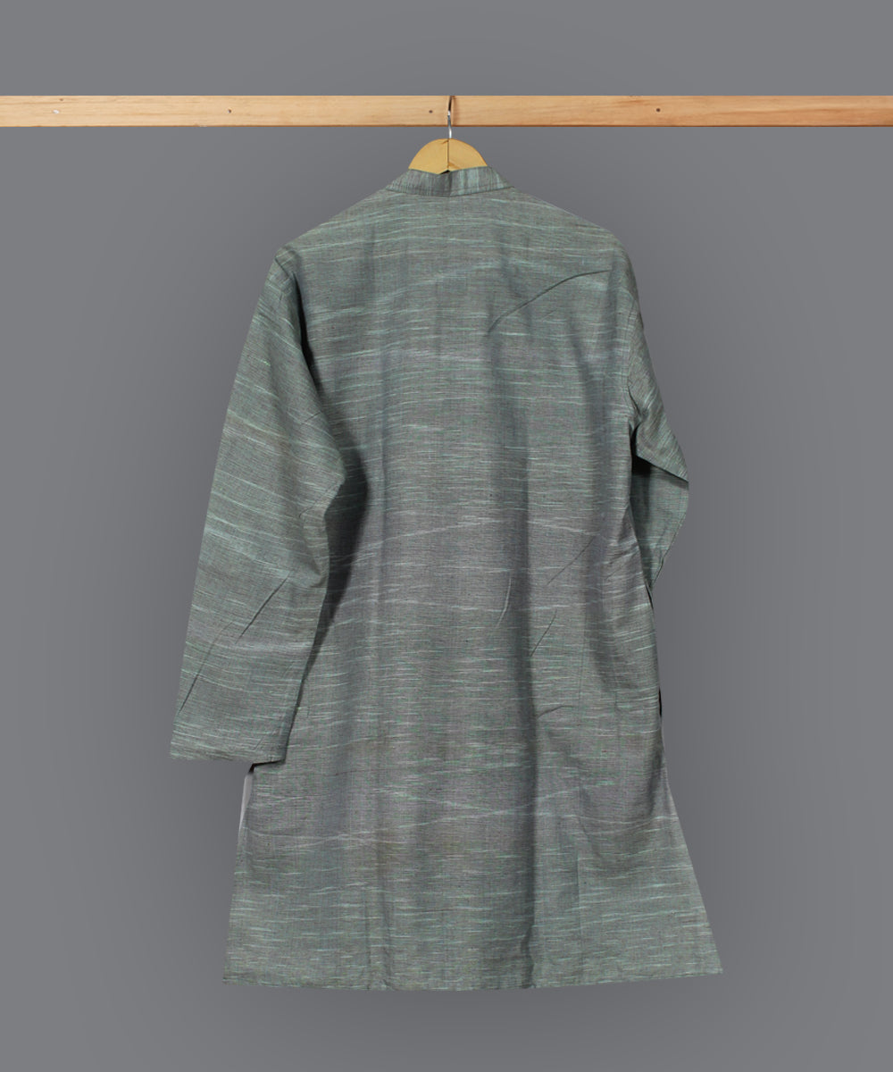 Grey hand loom long cotton kurta