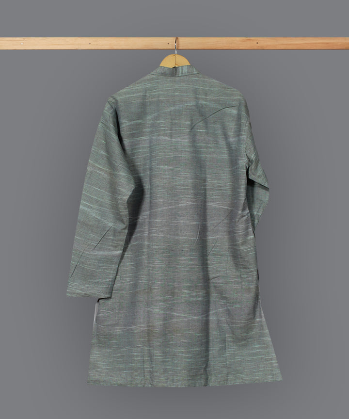 Grey hand loom long cotton kurta