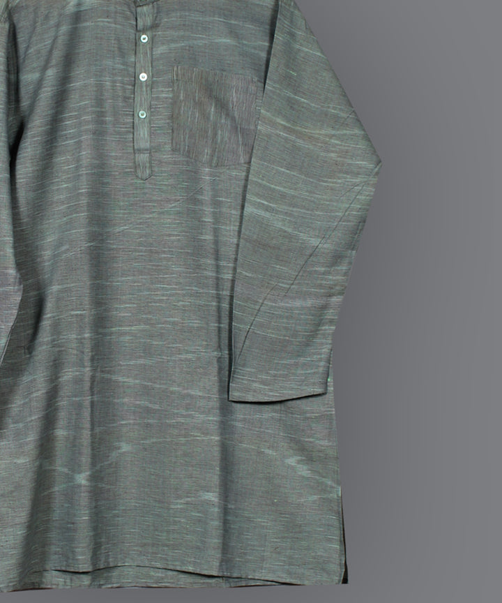 Grey hand loom long cotton kurta