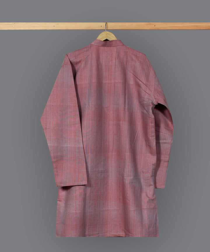 Peach handloom long cotton kurta