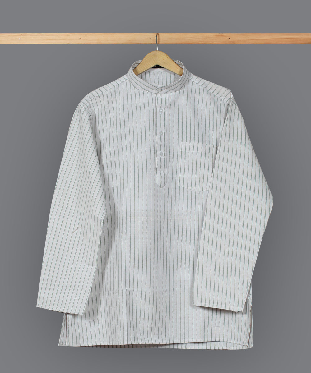 White handloom short cotton kurta