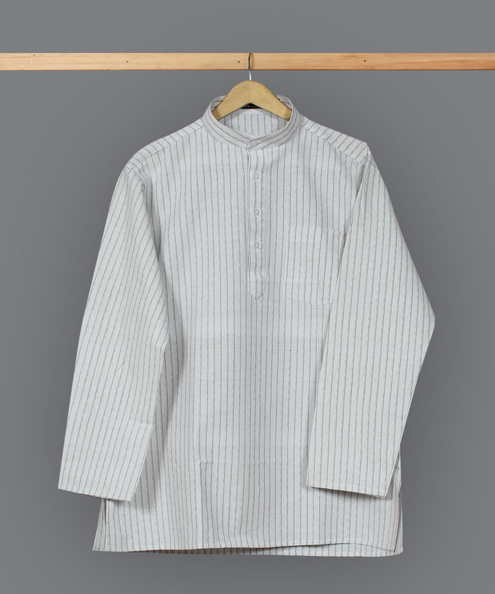 White handloom short cotton kurta
