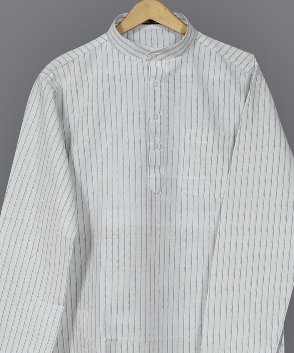White handloom short cotton kurta