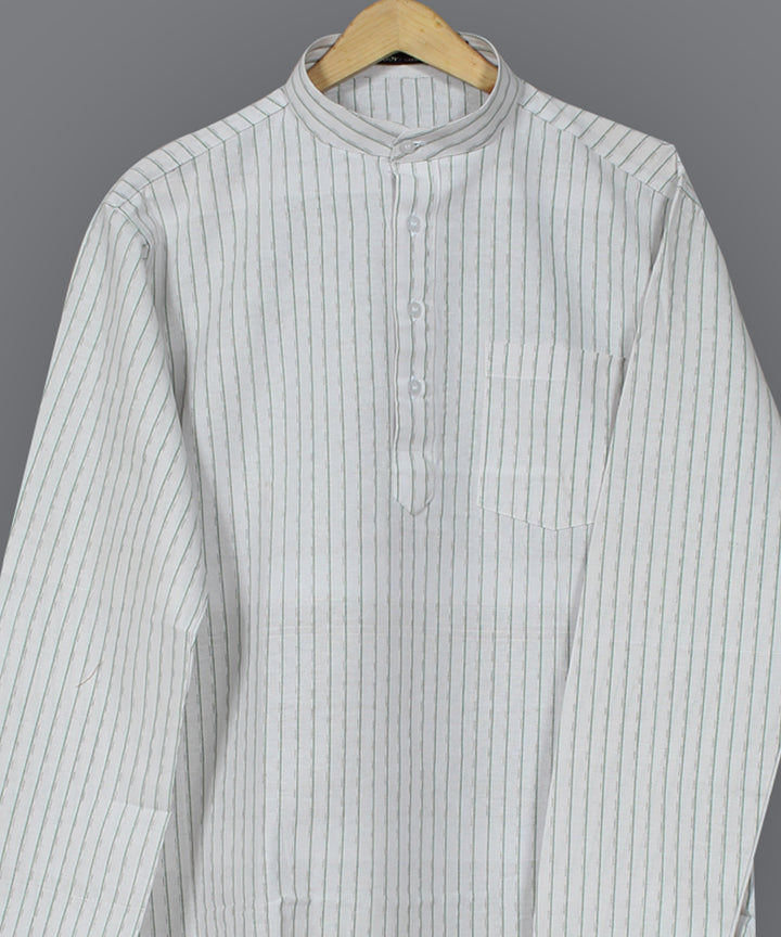 White handloom short cotton kurta