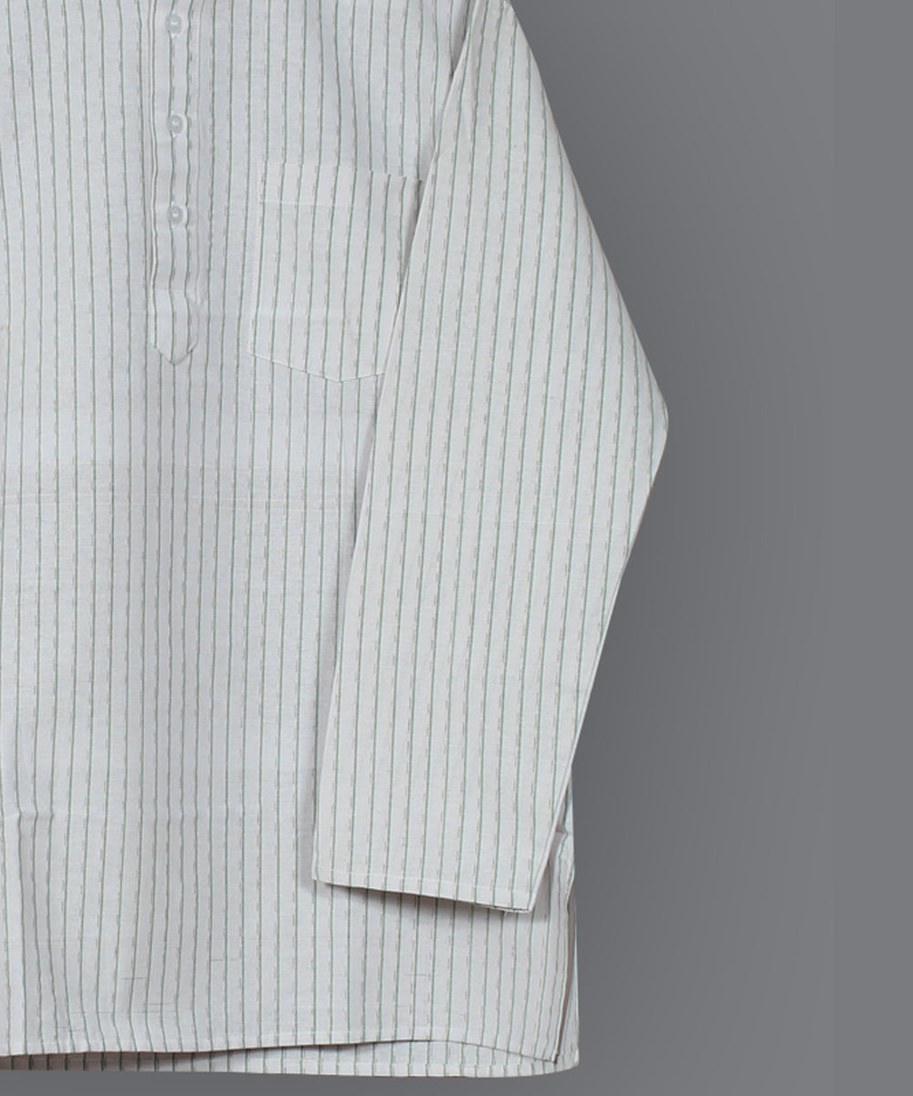 White handloom short cotton kurta