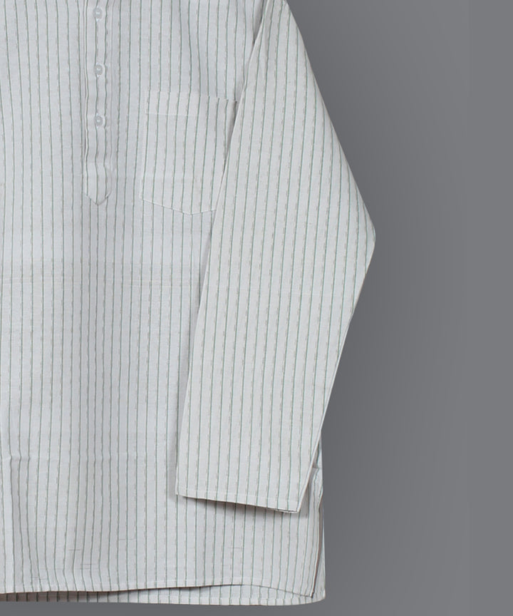 White handloom short cotton kurta