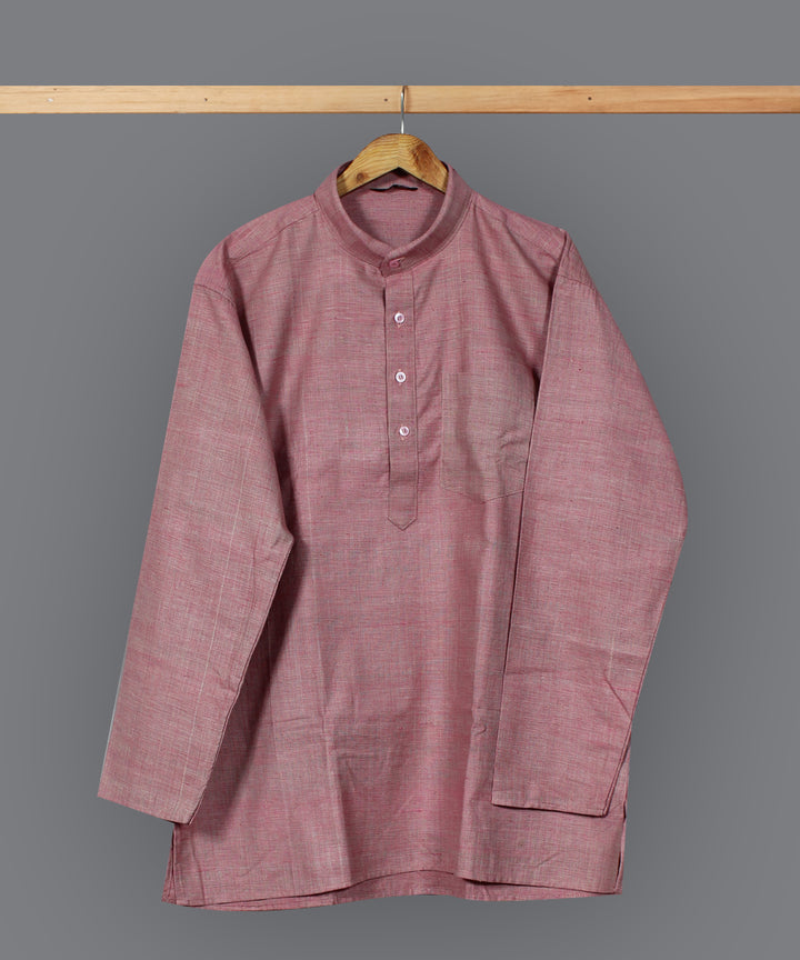 Peach handloom short cotton kurta