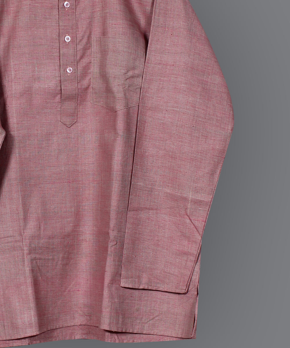 Peach handloom short cotton kurta