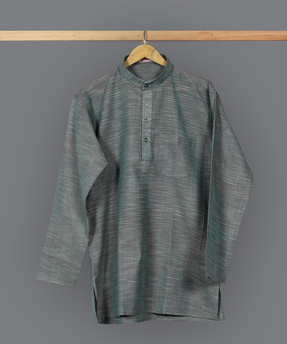 Grey handloom short cotton kurta