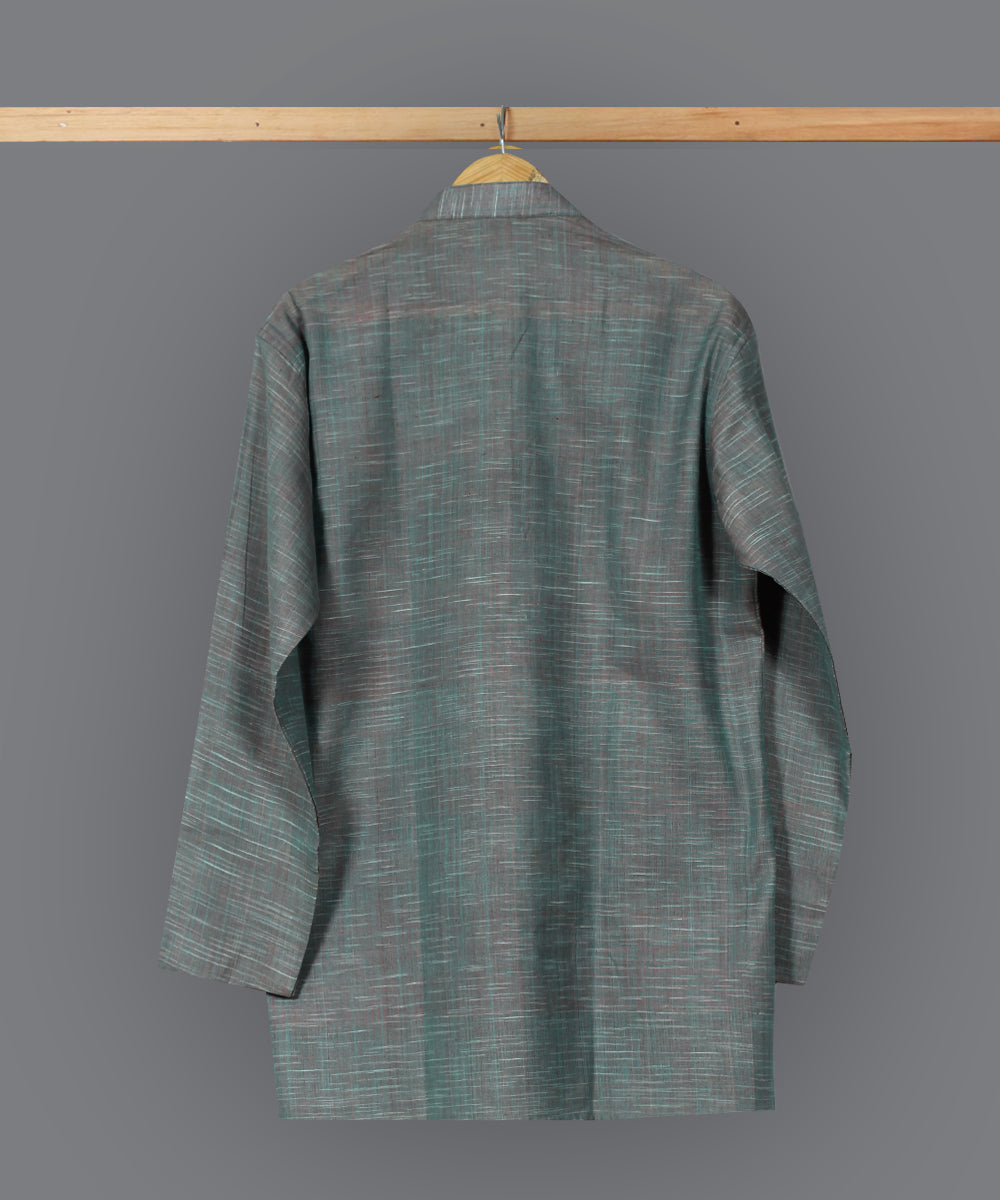 Grey handloom short cotton kurta