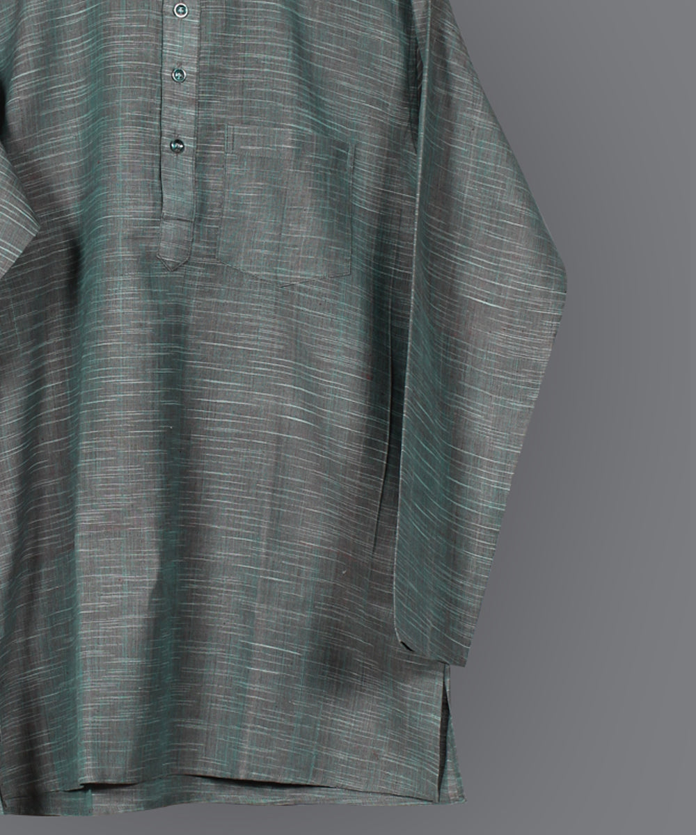 Grey handloom short cotton kurta