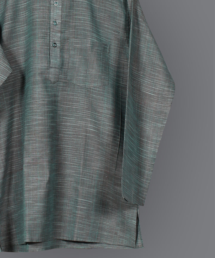 Grey handloom short cotton kurta