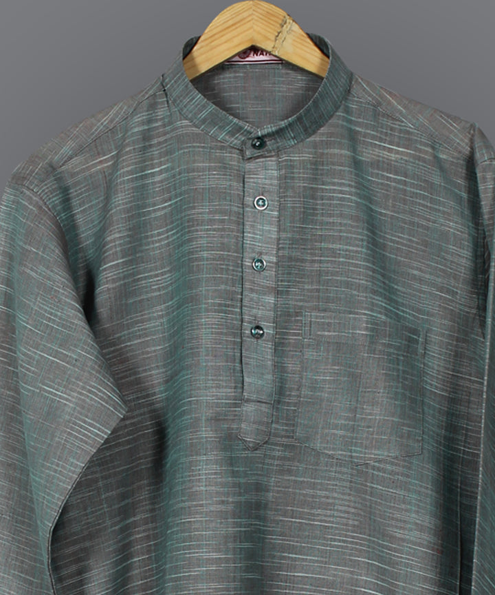Grey handloom short cotton kurta