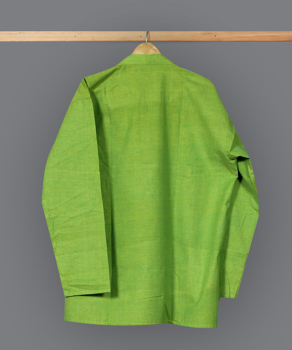Green handloom short cotton kurta