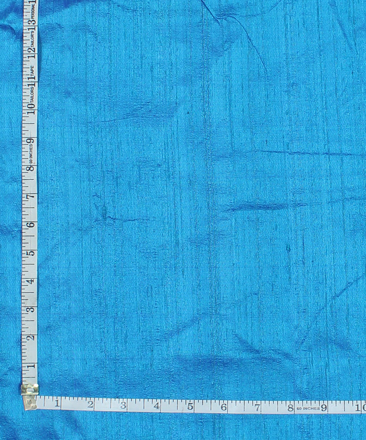 Blue handspun handwoven raw silk fabric
