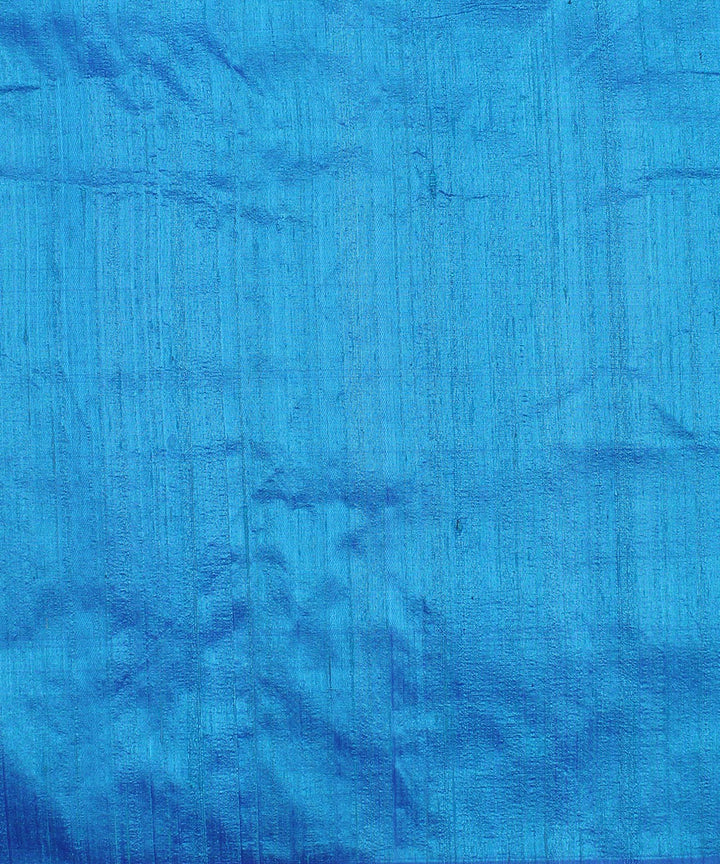 Blue handspun handwoven raw silk fabric