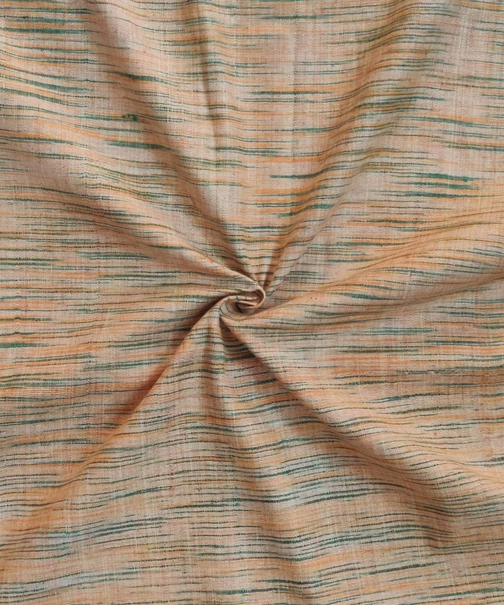 Orange green handspun handwoven cotton fabric