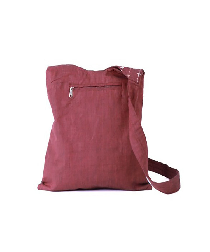 Maroon blue handcrafted cotton sling bag