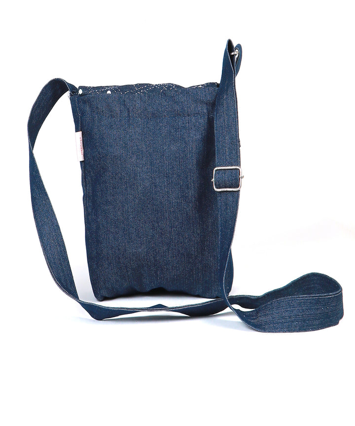 Blue handcrafted denim cotton sling bag