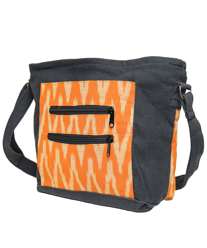 Mustard black handcrafted cotton sling bag