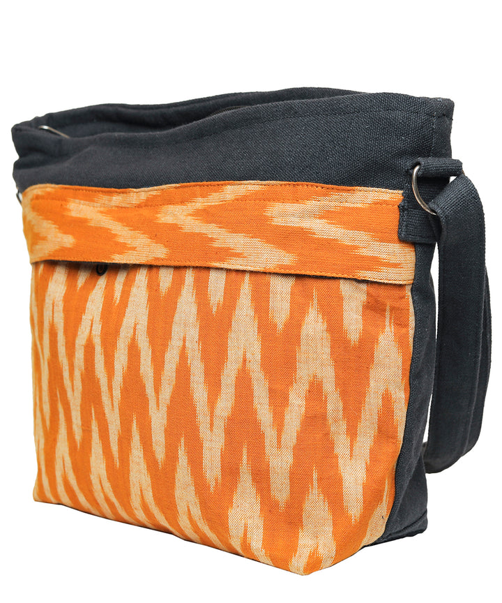Mustard black handcrafted cotton sling bag