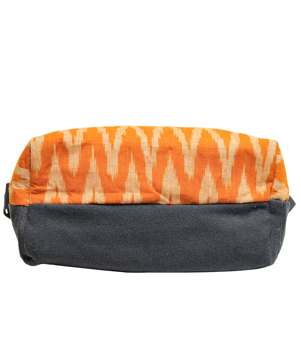 Mustard black handcrafted cotton sling bag