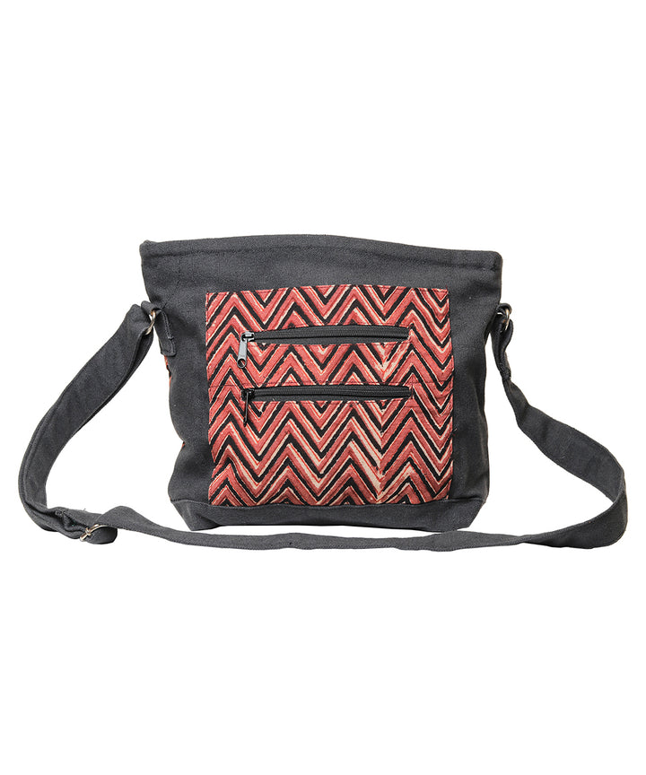Brown black handcrafted cotton sling bag