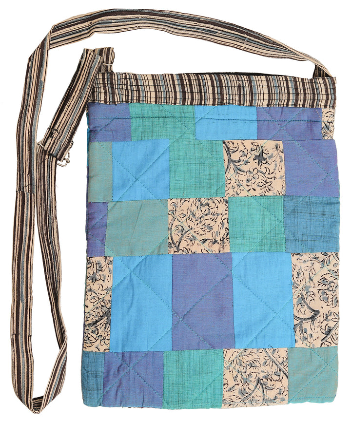 Blue multicolor handcrafted cotton sling bag