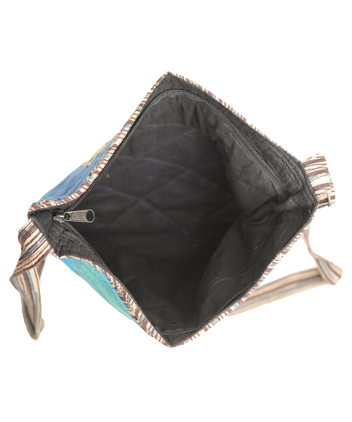 Blue multicolor handcrafted cotton sling bag