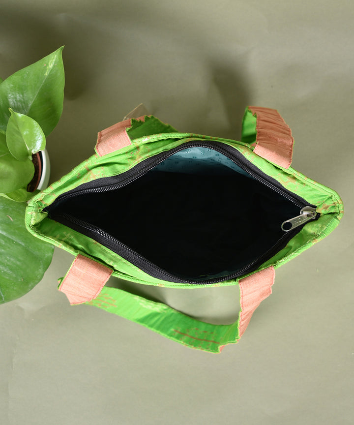 Light green handcrafted cotton tote bag