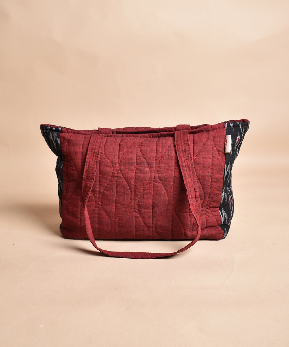 Black maroon handcrafted cotton tote bag