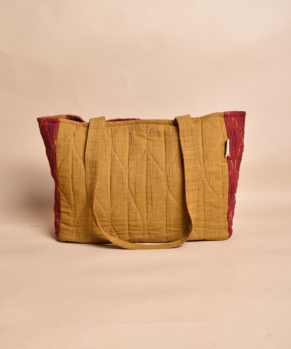Red mustard handcrafted cotton tote bag