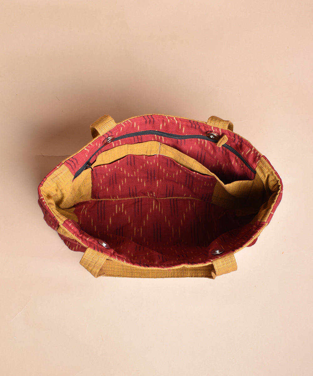 Red mustard handcrafted cotton tote bag