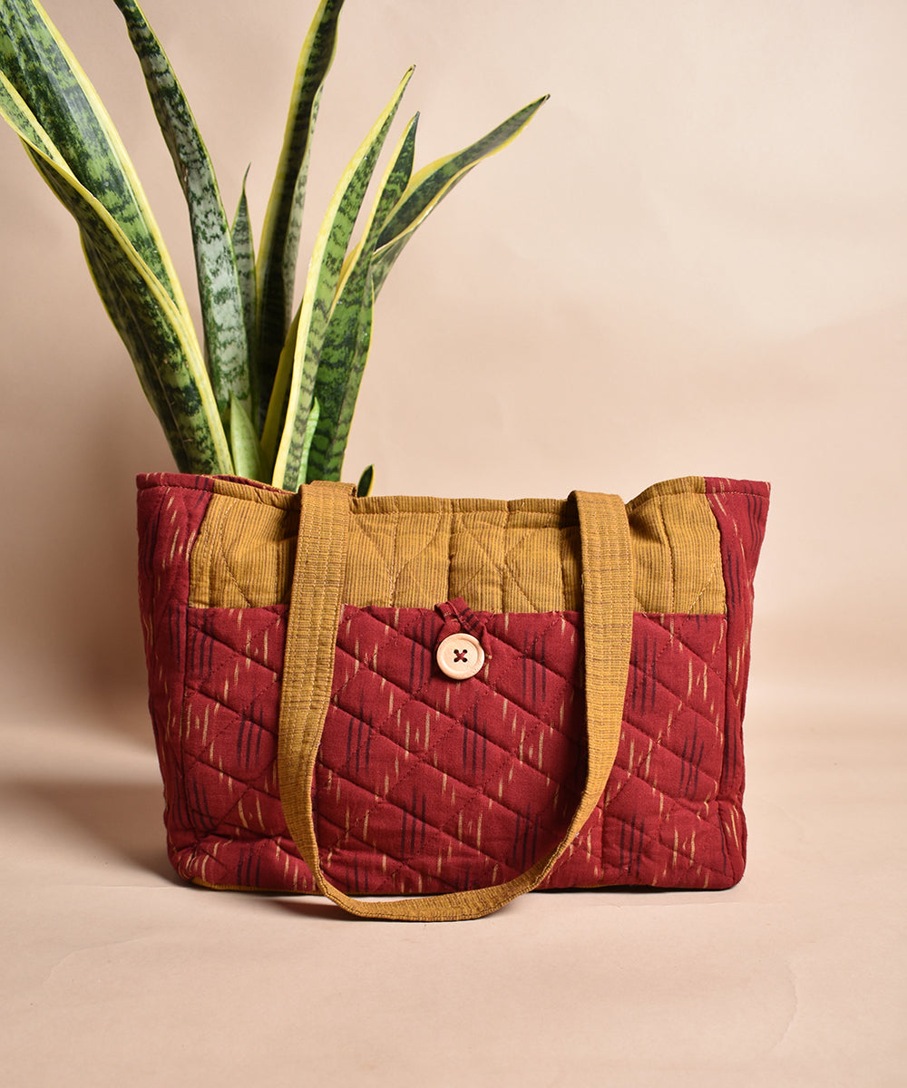Red mustard handcrafted cotton tote bag