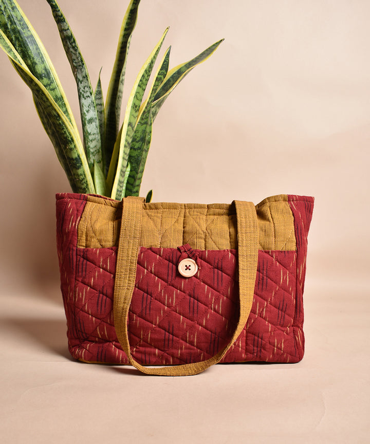 Red mustard handcrafted cotton tote bag